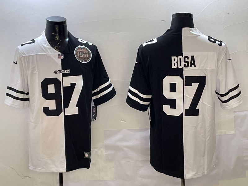 Men San Francisco 49ers #97 Bosa White Black Fashion 2025 Nike Limited NFL Jersey style 2
